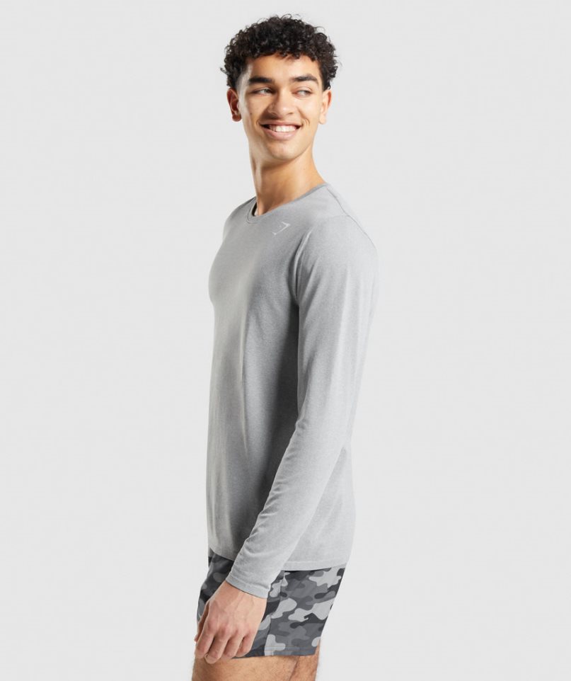 Camiseta Gymshark Arrival Seamless Long Sleeve Hombre Gris | ES5274-RL