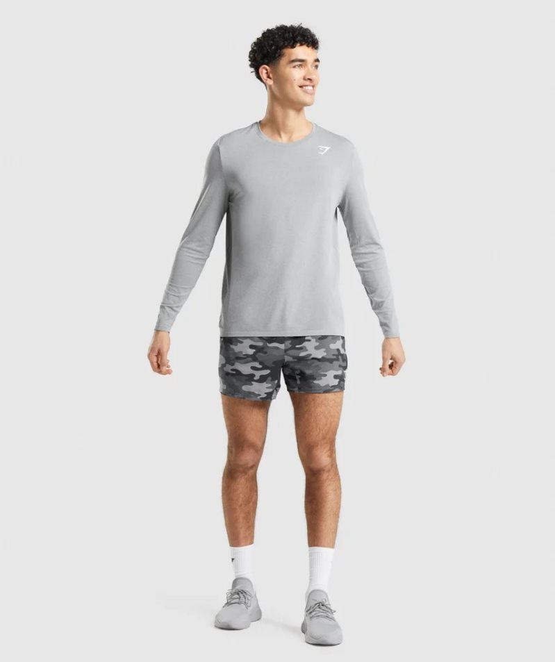 Camiseta Gymshark Arrival Seamless Long Sleeve Hombre Gris | ES5274-RL