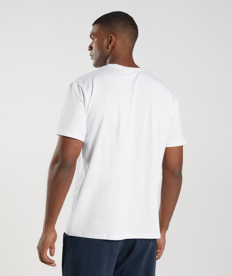 Camiseta Gymshark Block Hombre Blancas | ES6208-TH