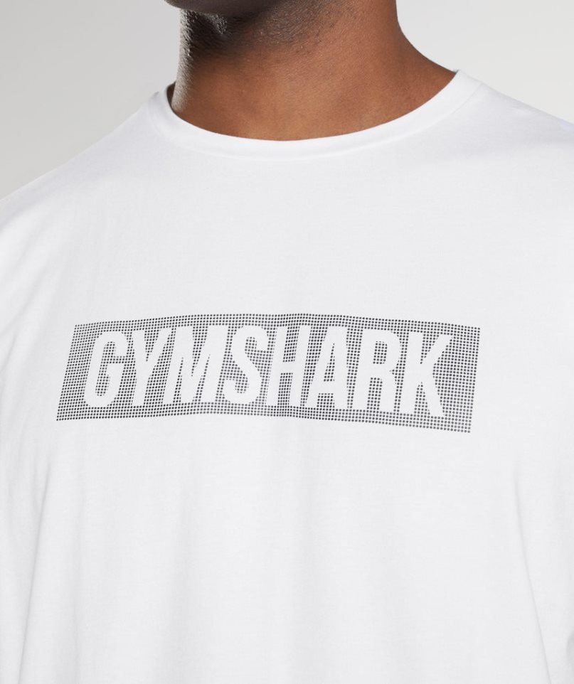 Camiseta Gymshark Block Hombre Blancas | ES6208-TH