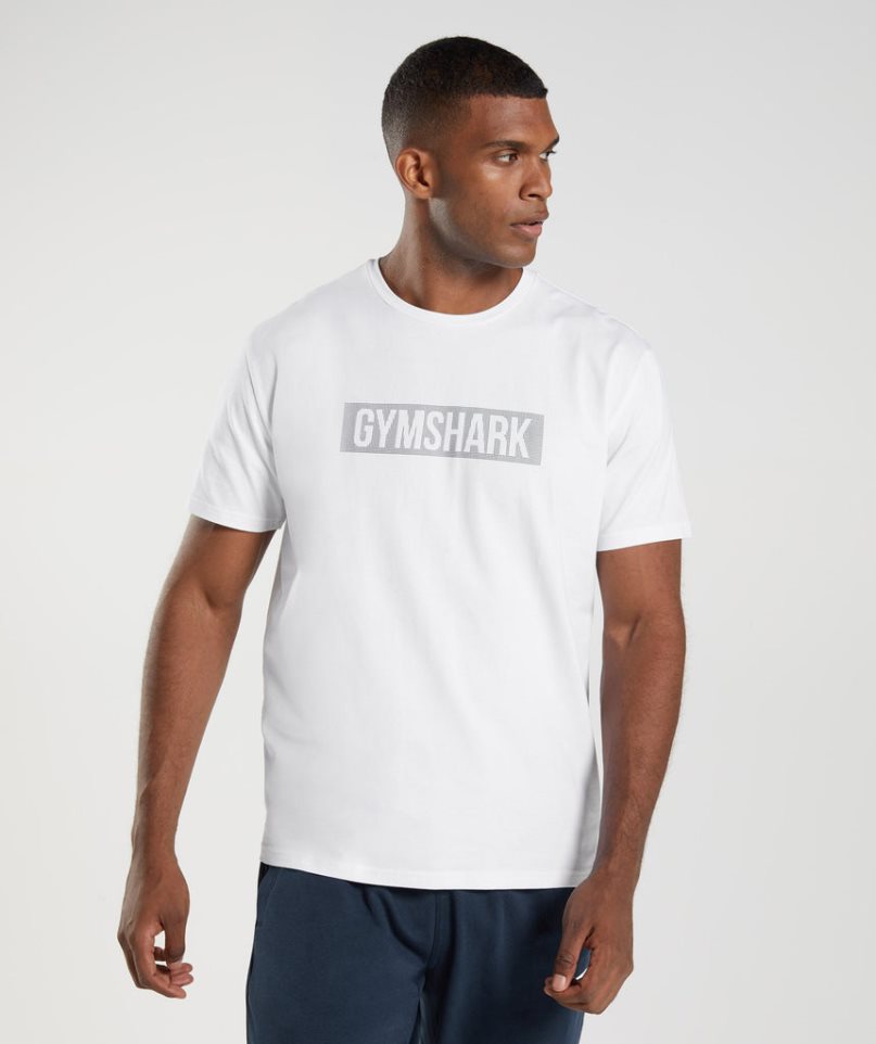 Camiseta Gymshark Block Hombre Blancas | ES6208-TH