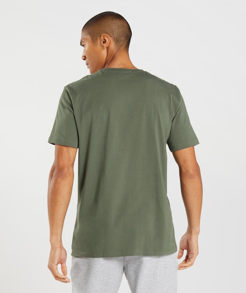 Camiseta Gymshark Block Hombre Verde Oliva | ES0356-YA