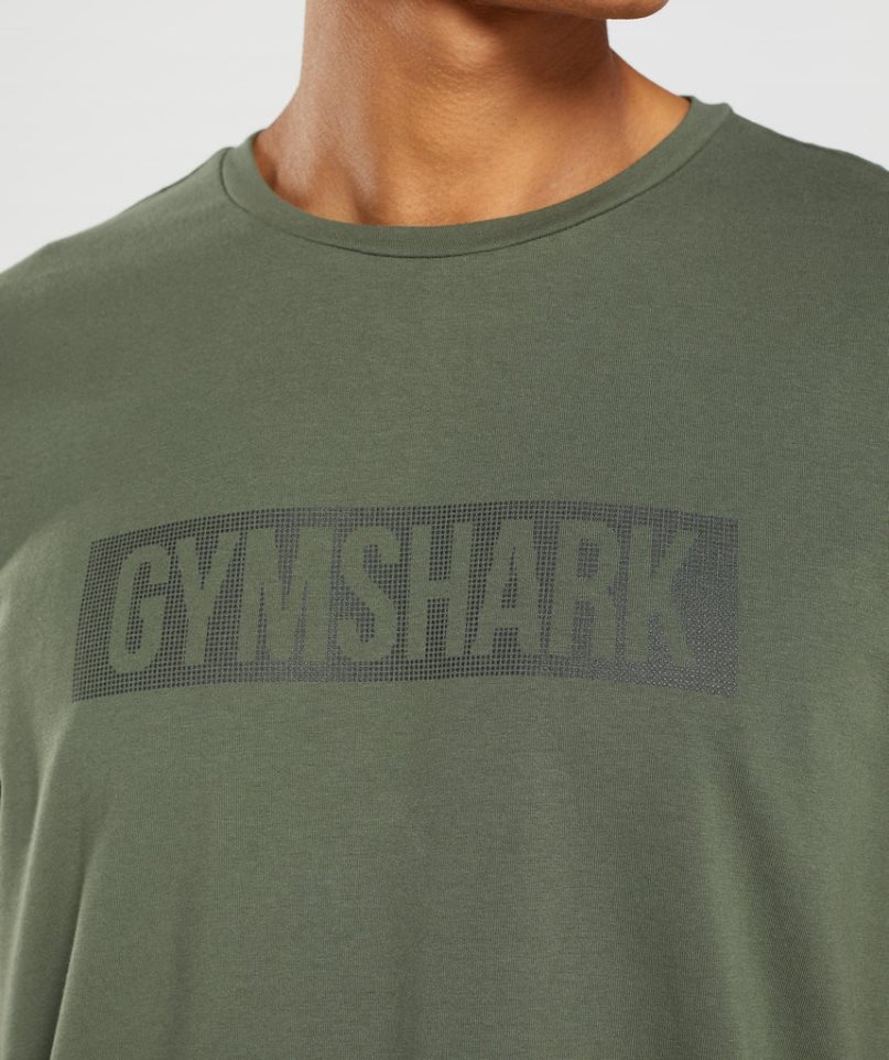 Camiseta Gymshark Block Hombre Verde Oliva | ES0356-YA