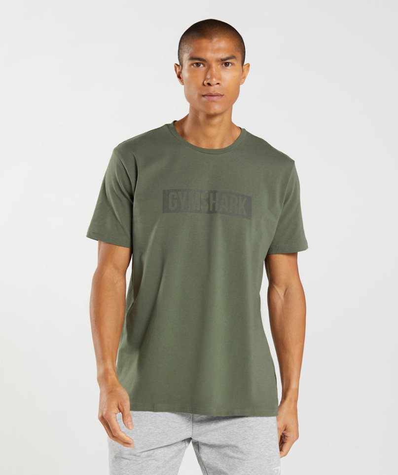 Camiseta Gymshark Block Hombre Verde Oliva | ES0356-YA