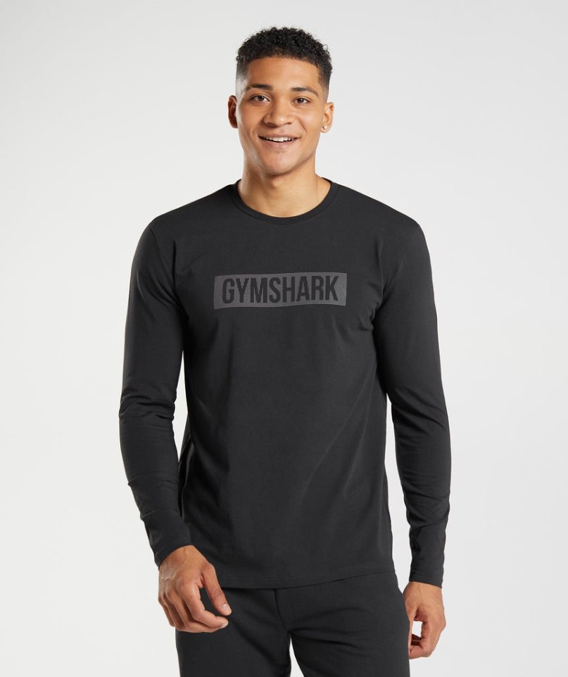 Camiseta Gymshark Block Long Sleeve Hombre Negras | ES3749-CN