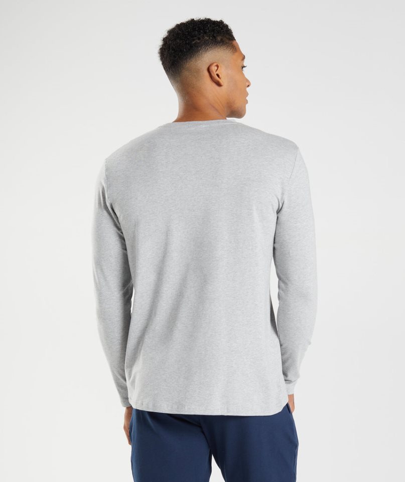 Camiseta Gymshark Block Long Sleeve Hombre Gris Claro | ES7238-BC