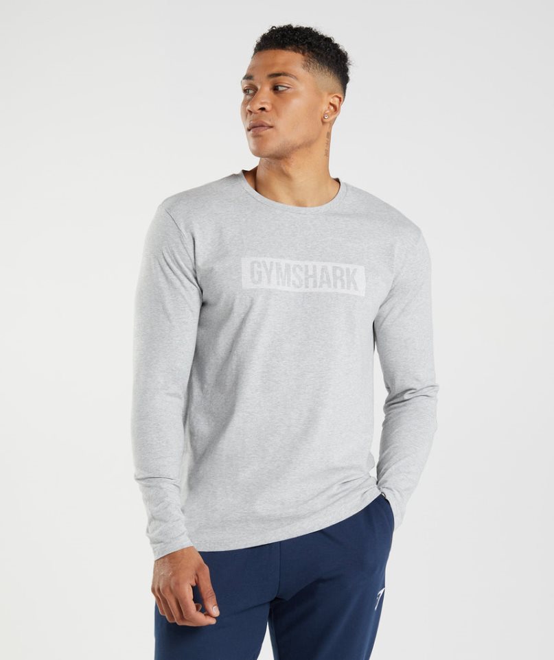 Camiseta Gymshark Block Long Sleeve Hombre Gris Claro | ES7238-BC