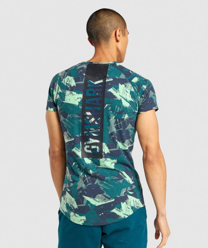 Camiseta Gymshark Bold Hombre Camuflaje | ES3569-JG