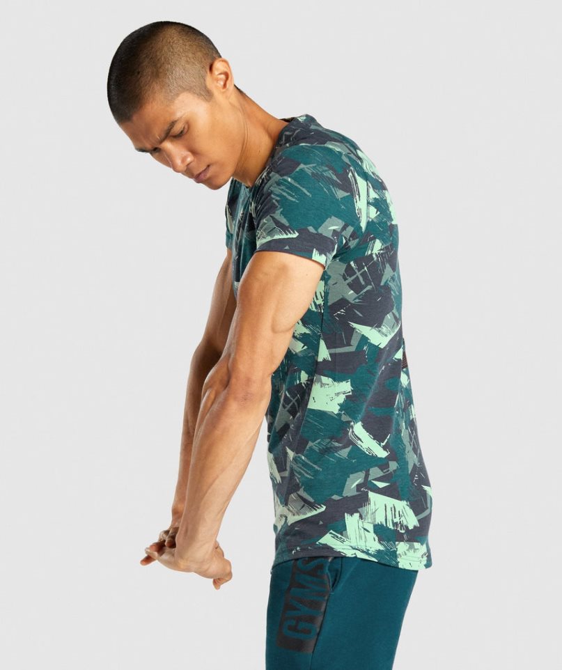 Camiseta Gymshark Bold Hombre Camuflaje | ES3569-JG