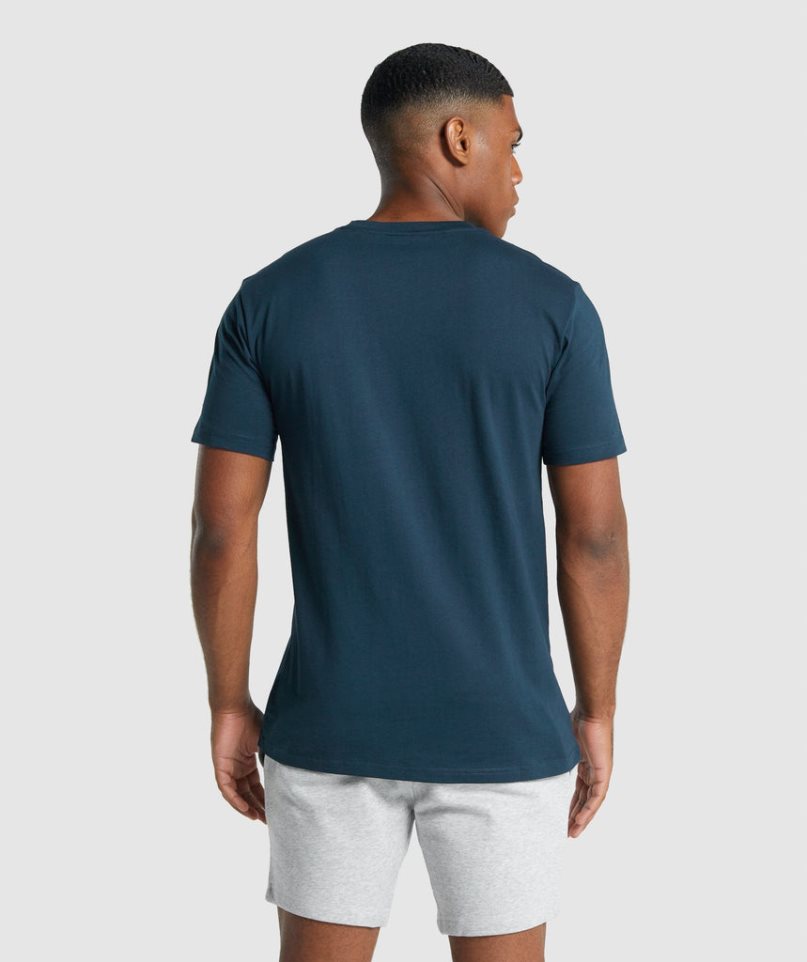 Camiseta Gymshark Crest Hombre Azul Marino | ES5382-JN