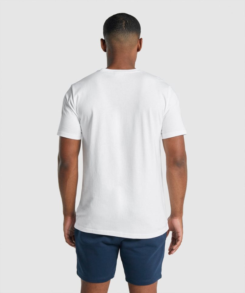 Camiseta Gymshark Crest Hombre Blancas | ES9164-BN