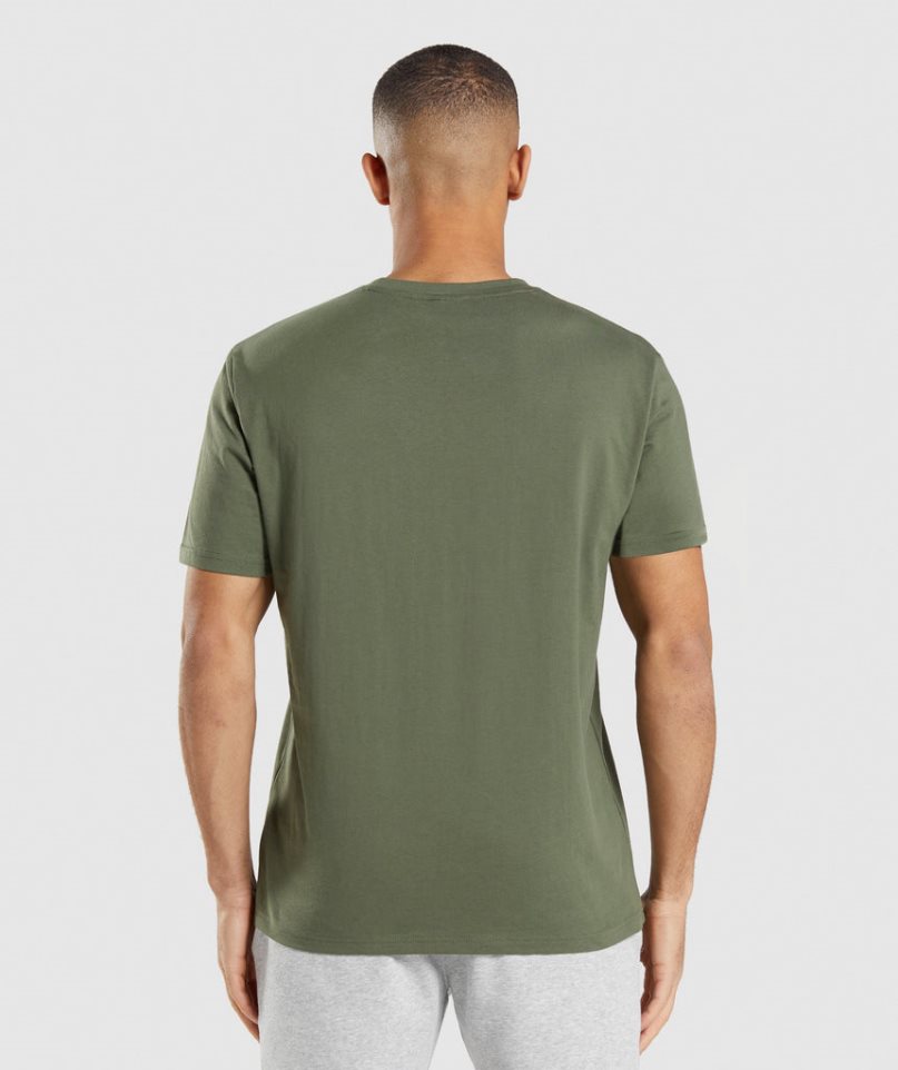 Camiseta Gymshark Crest Hombre Verde Oliva | ES5694-TN