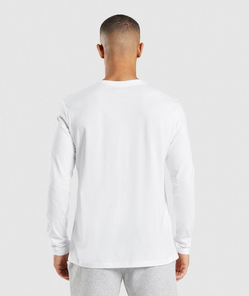 Camiseta Gymshark Crest Long Sleeve Hombre Blancas | ES9618-JZ