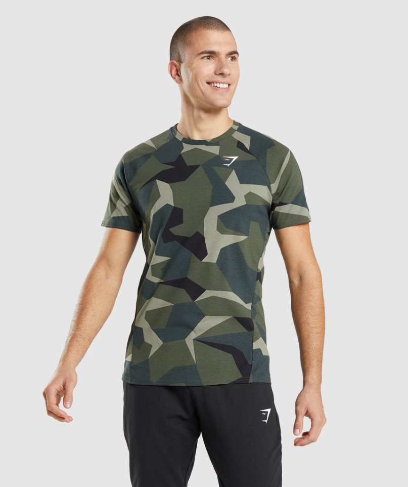 Camiseta Gymshark Critical Hombre Camuflaje | ES9523-TL