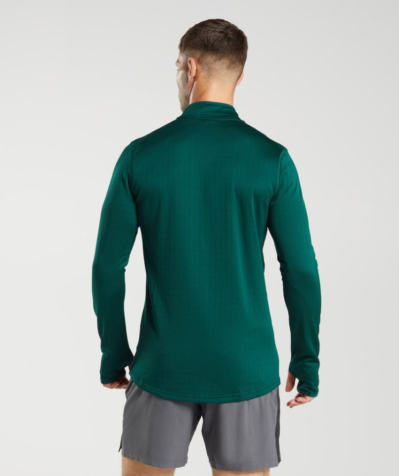 Camiseta Gymshark Deporte 1/4 Zip Hombre Verde | ES6321-LH