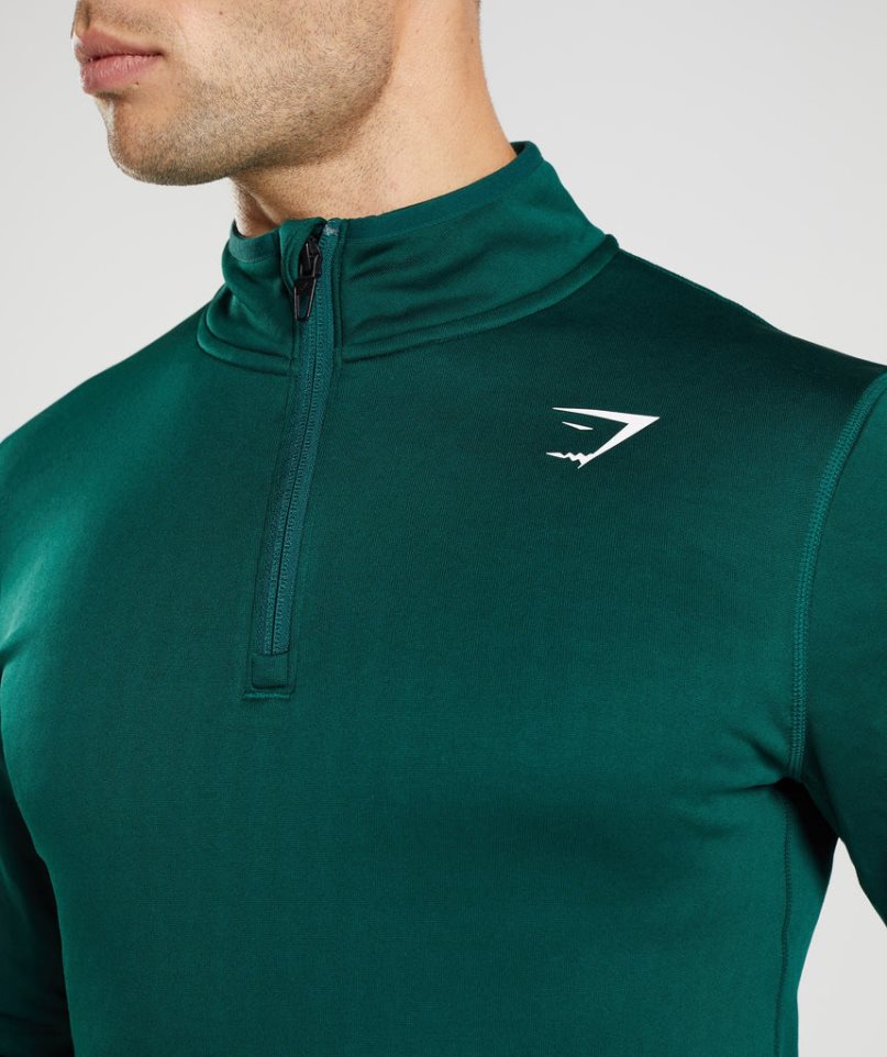 Camiseta Gymshark Deporte 1/4 Zip Hombre Verde | ES6321-LH