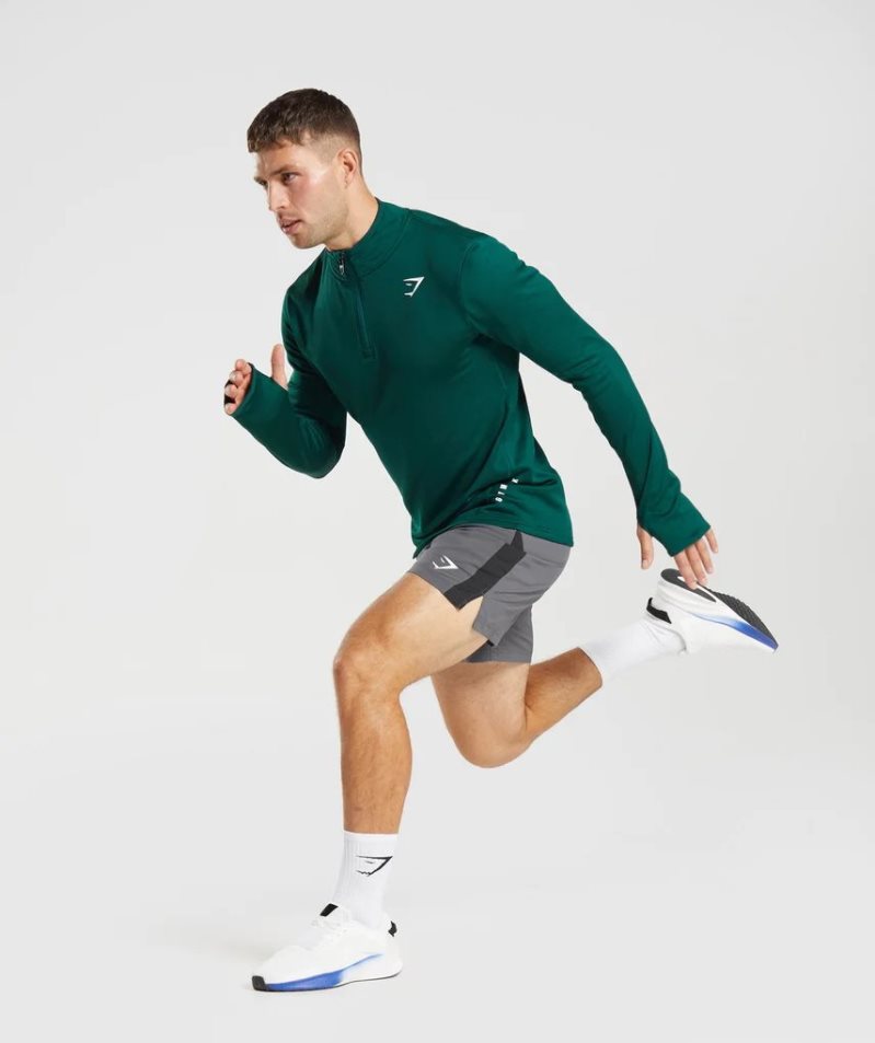 Camiseta Gymshark Deporte 1/4 Zip Hombre Verde | ES6321-LH