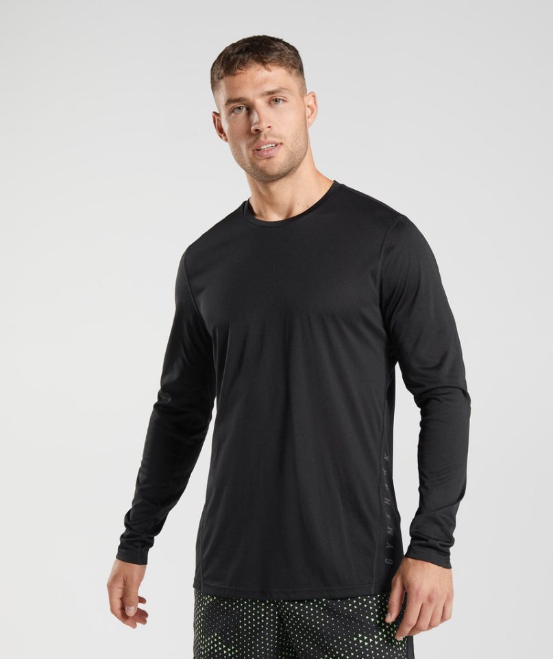 Camiseta Gymshark Deporte Long Sleeve Hombre Negras | ES3420-SX