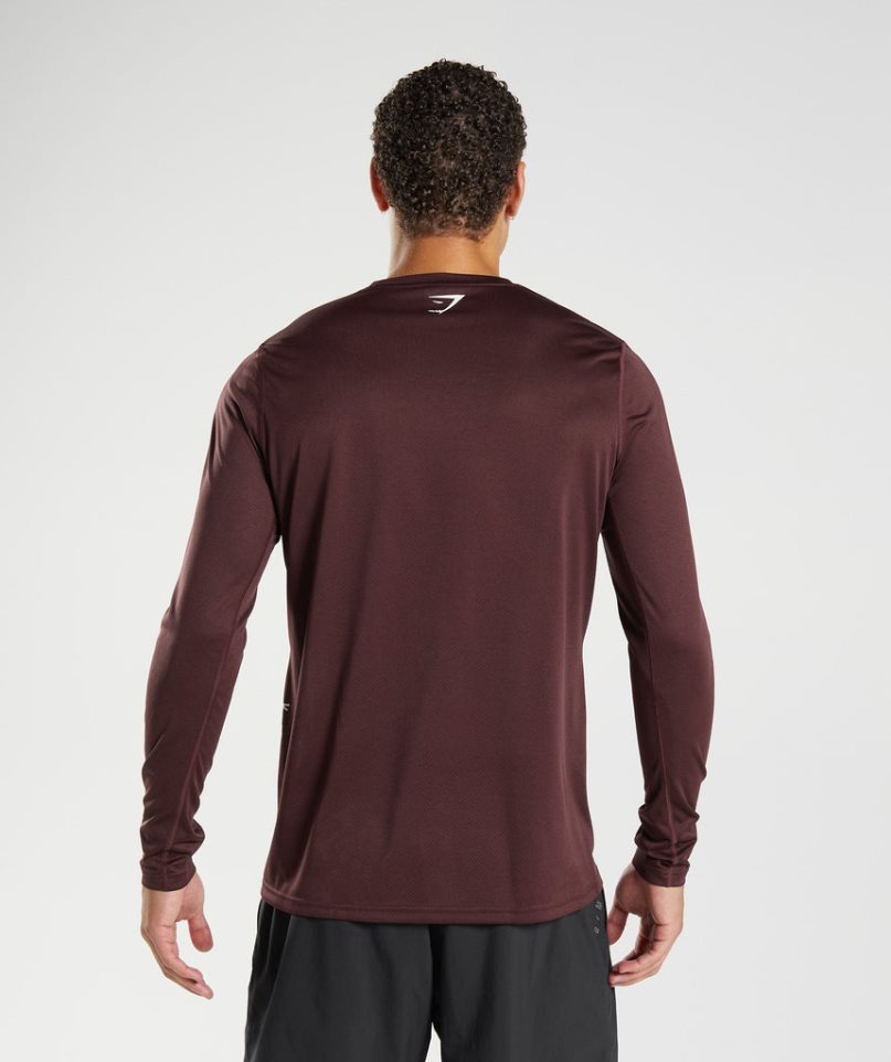 Camiseta Gymshark Deporte Long Sleeve Hombre Burdeos | ES3612-GD