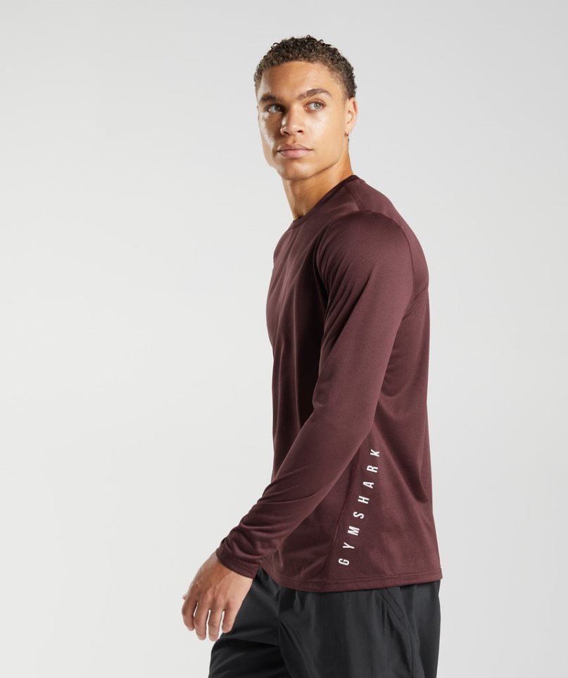 Camiseta Gymshark Deporte Long Sleeve Hombre Burdeos | ES3612-GD