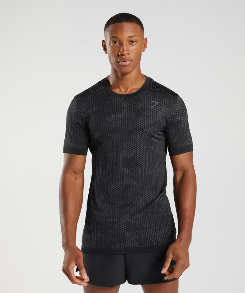 Camiseta Gymshark Deporte Seamless Hombre Negras | ES2064-IS