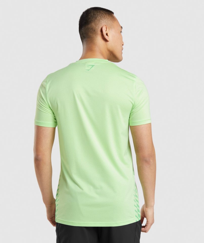 Camiseta Gymshark Deporte Stripe Hombre Verde Menta | ES6783-AN