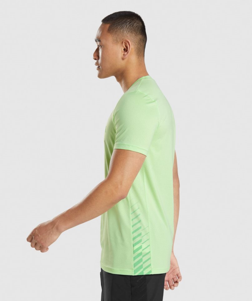 Camiseta Gymshark Deporte Stripe Hombre Verde Menta | ES6783-AN