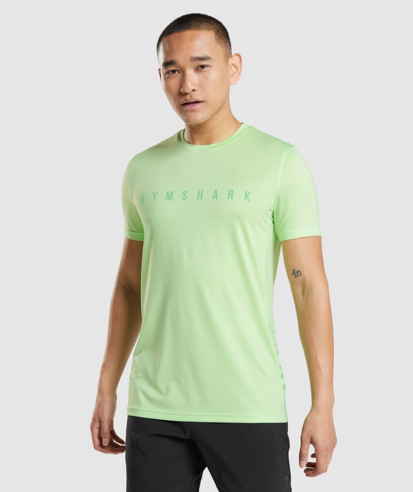 Camiseta Gymshark Deporte Stripe Hombre Verde Menta | ES6783-AN