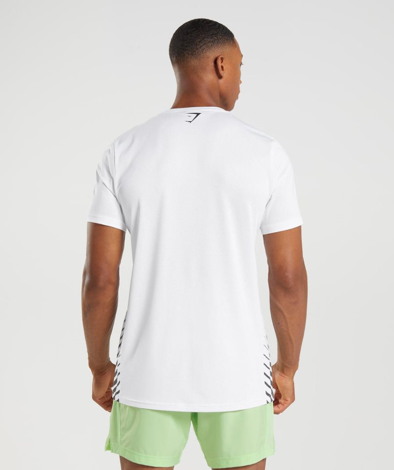 Camiseta Gymshark Deporte Stripe Hombre Blancas | ES8012-FC