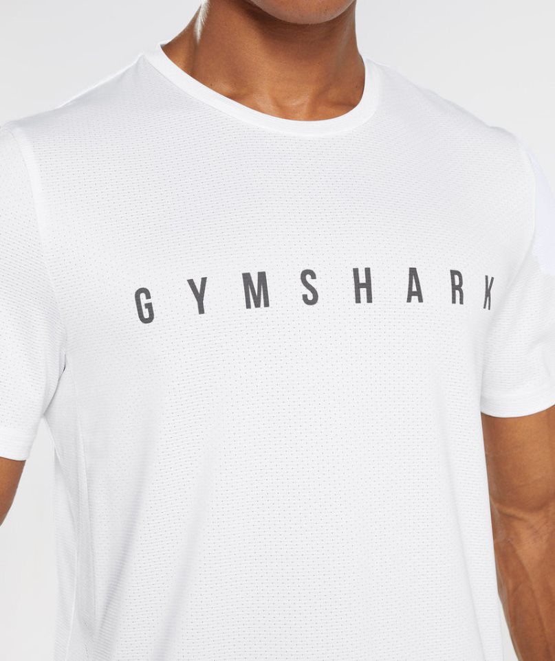 Camiseta Gymshark Deporte Stripe Hombre Blancas | ES8012-FC