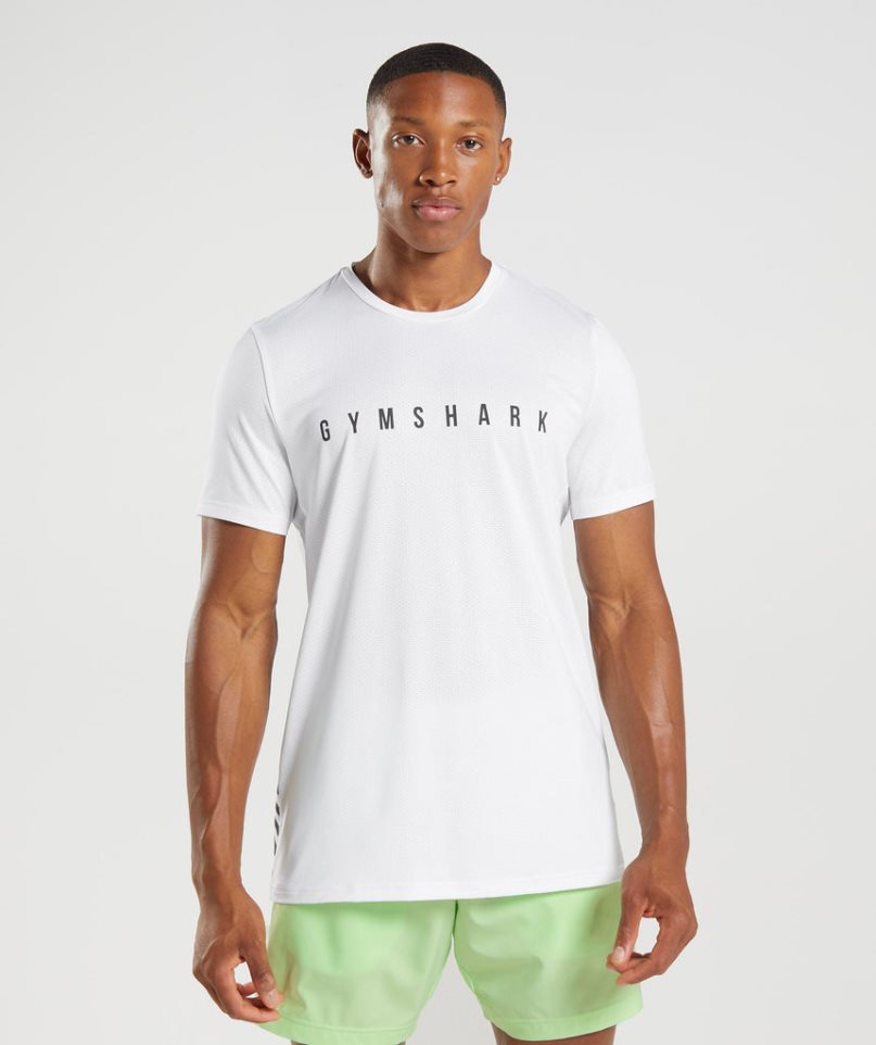 Camiseta Gymshark Deporte Stripe Hombre Blancas | ES8012-FC