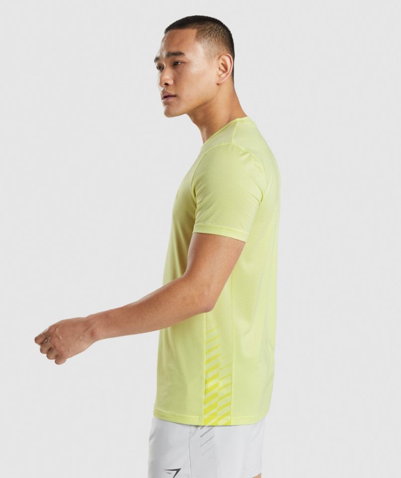 Camiseta Gymshark Deporte Stripe Hombre Amarillo | ES8972-RO