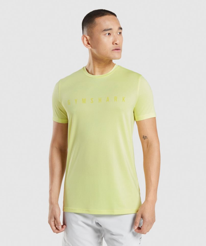 Camiseta Gymshark Deporte Stripe Hombre Amarillo | ES8972-RO