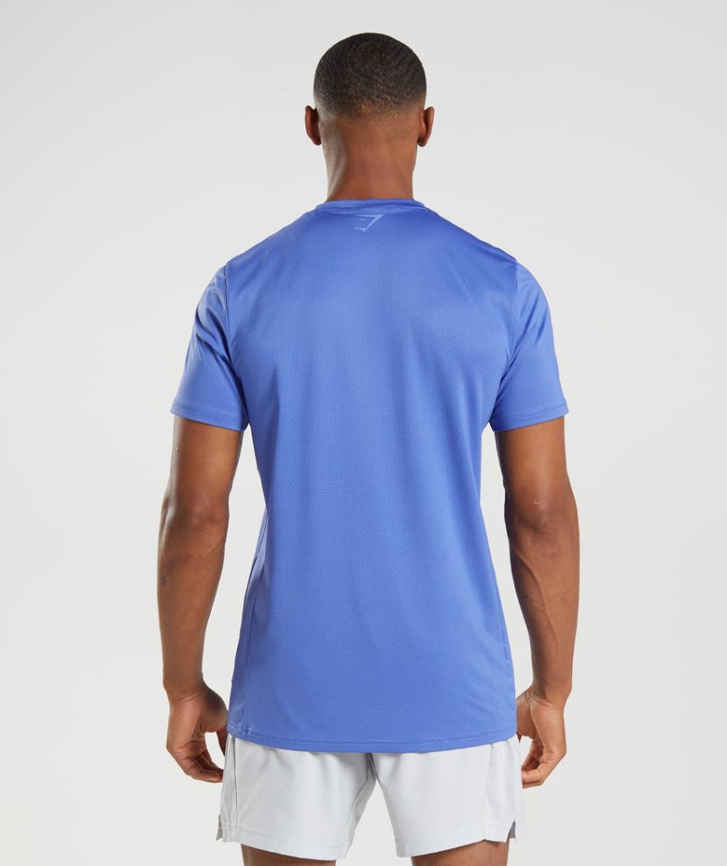 Camiseta Gymshark Deporte Stripe Hombre Azules | ES9875-CU