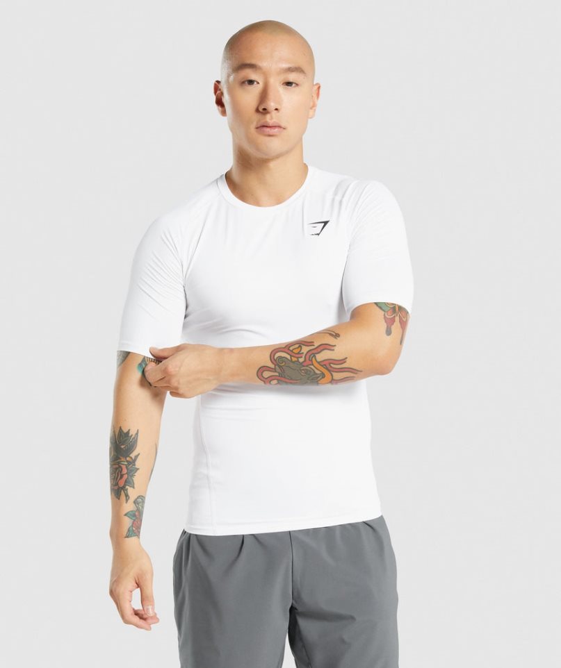 Camiseta Gymshark Element Baselayer Hombre Blancas | ES7432-UY