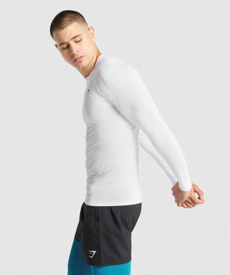 Camiseta Gymshark Element Baselayer Long Sleeve Hombre Blancas | ES4013-QN