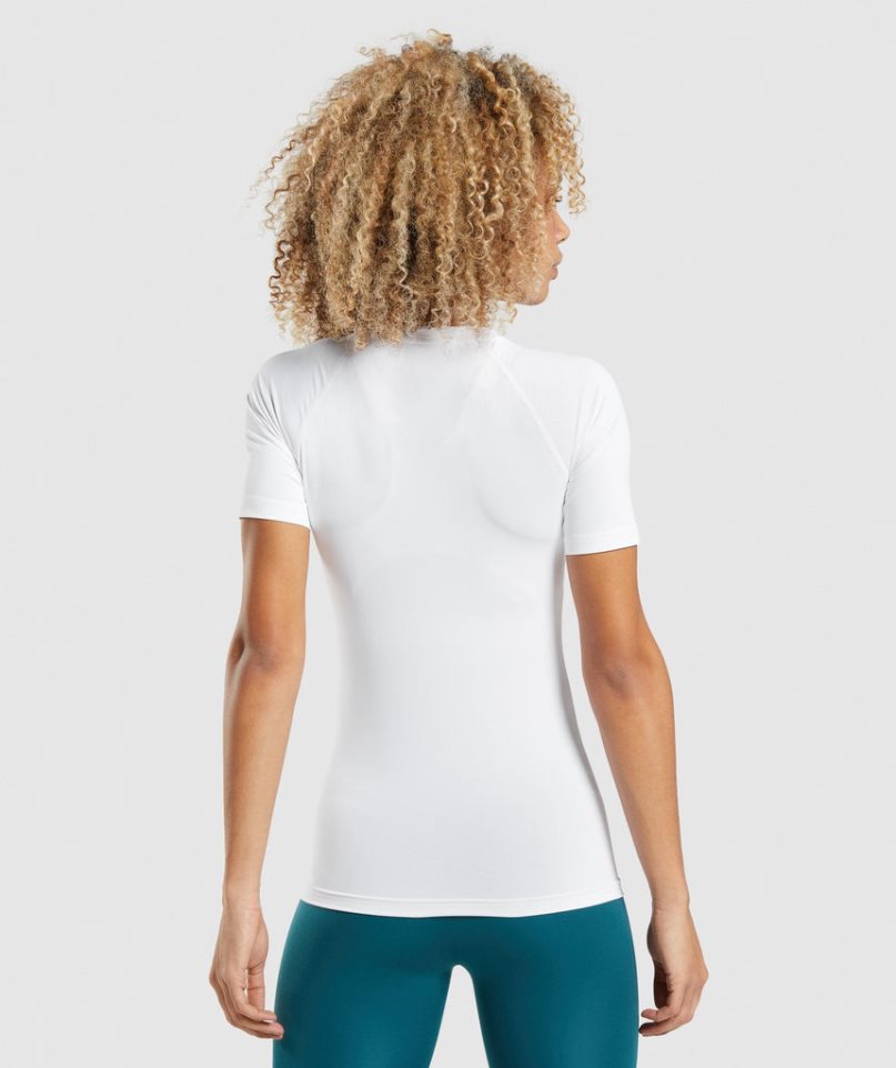 Camiseta Gymshark Entrenamiento Baselayer Mujer Blancas | ES7309-BY