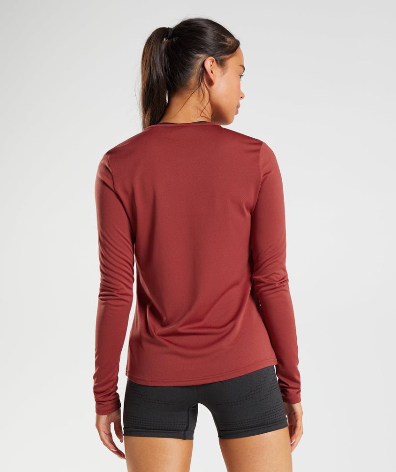 Camiseta Gymshark Entrenamiento Long Sleeve Top Mujer Rojas | ES1275-MQ