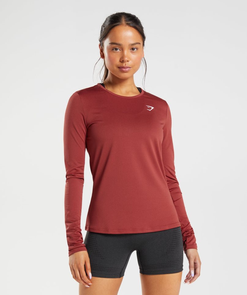 Camiseta Gymshark Entrenamiento Long Sleeve Top Mujer Rojas | ES1275-MQ