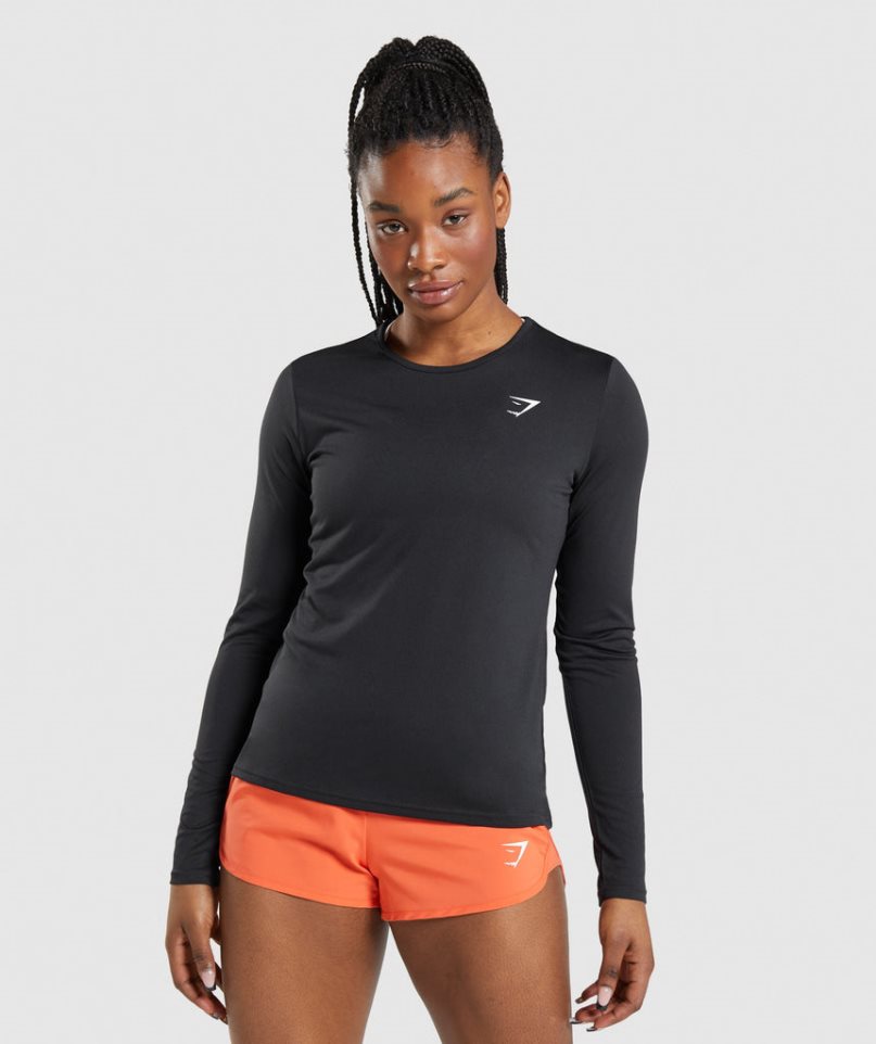 Camiseta Gymshark Entrenamiento Long Sleeve Top Mujer Negras | ES8462-UD