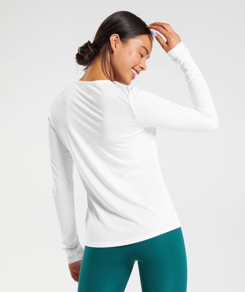 Camiseta Gymshark Entrenamiento Long Sleeve Top Mujer Blancas | ES8702-GL