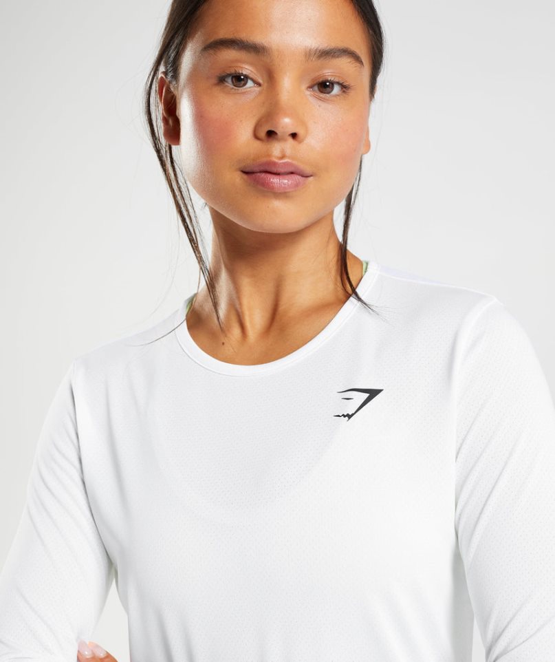 Camiseta Gymshark Entrenamiento Long Sleeve Top Mujer Blancas | ES8702-GL