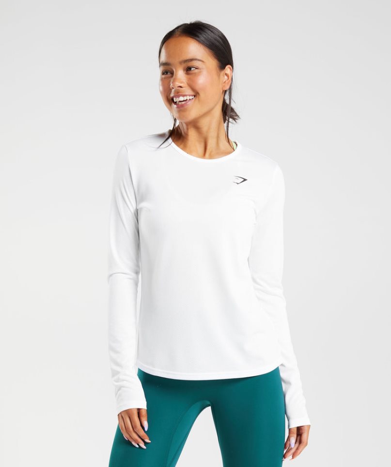 Camiseta Gymshark Entrenamiento Long Sleeve Top Mujer Blancas | ES8702-GL