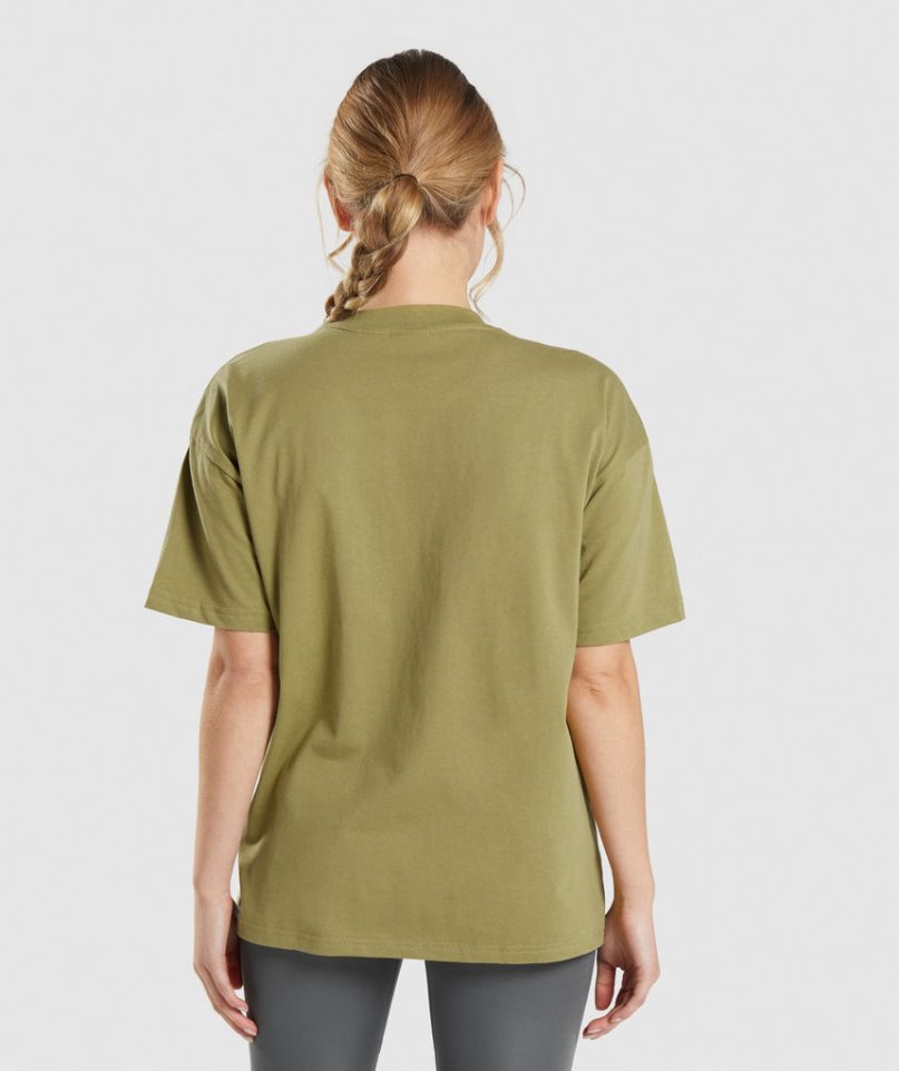 Camiseta Gymshark Entrenamiento Oversized Mujer Verde Oliva | ES1524-TO