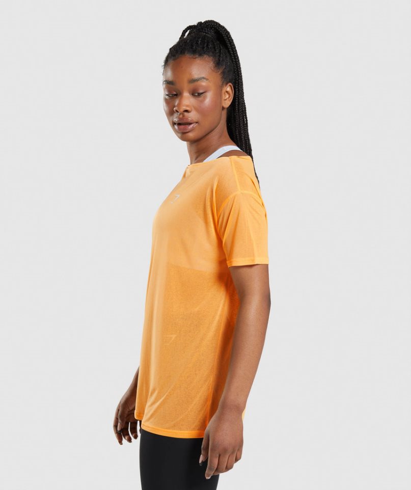 Camiseta Gymshark Entrenamiento Oversized Top Mujer Naranjas | ES1735-MX