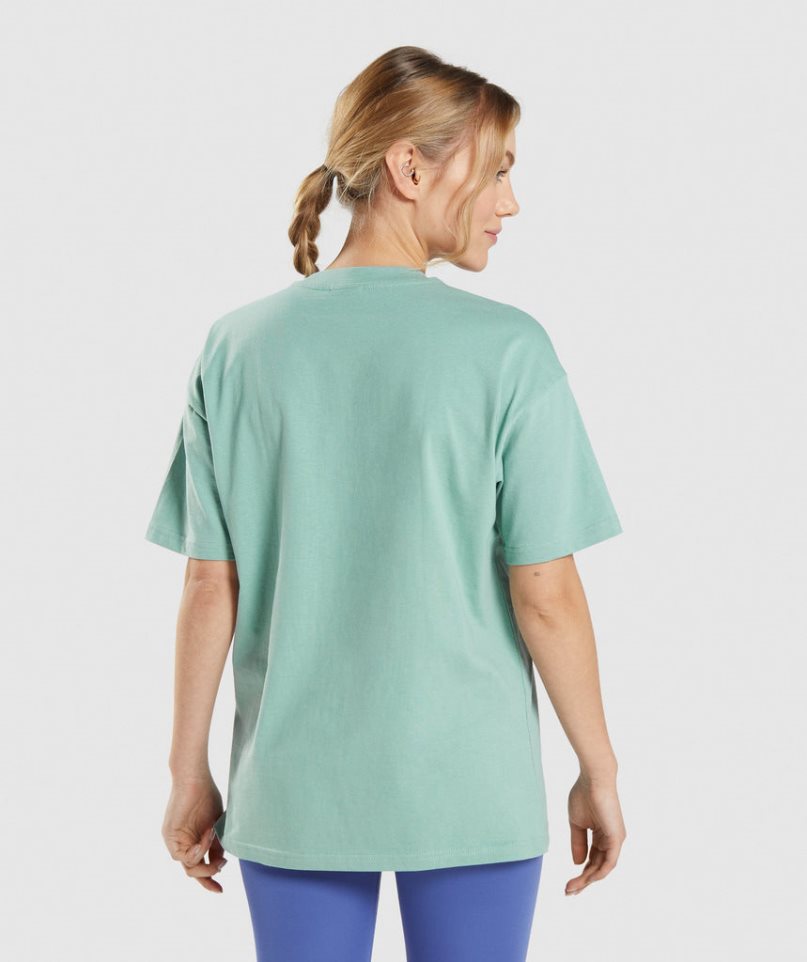 Camiseta Gymshark Entrenamiento Oversized Mujer Verde Claro | ES1786-PJ