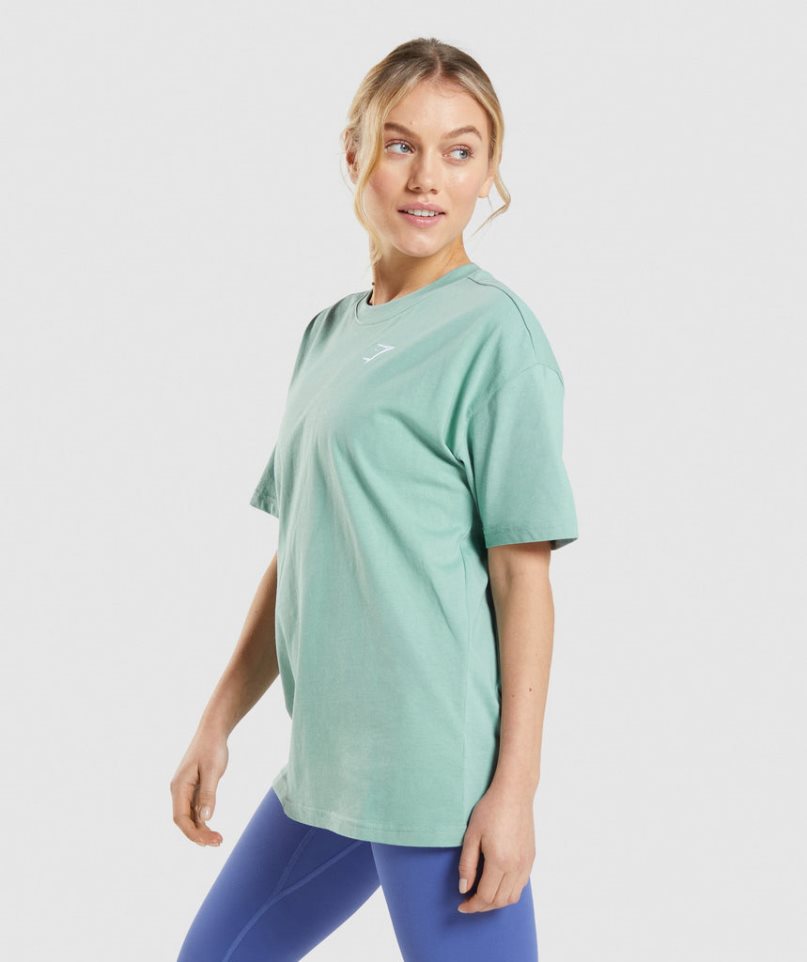 Camiseta Gymshark Entrenamiento Oversized Mujer Verde Claro | ES1786-PJ