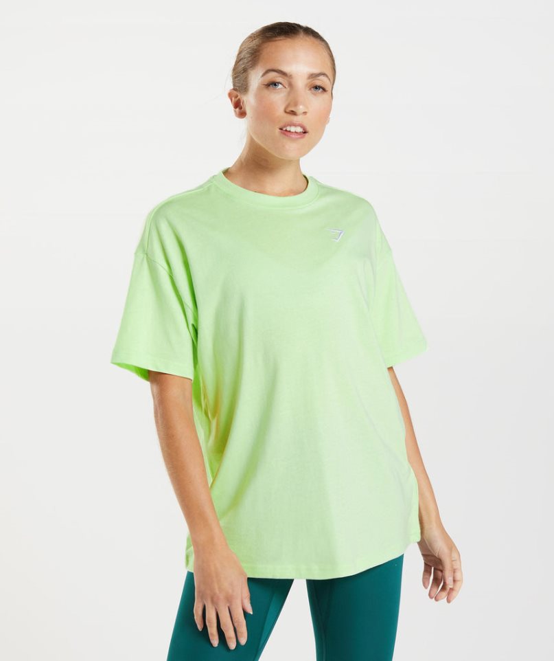 Camiseta Gymshark Entrenamiento Oversized Mujer Verde Claro | ES3684-JC