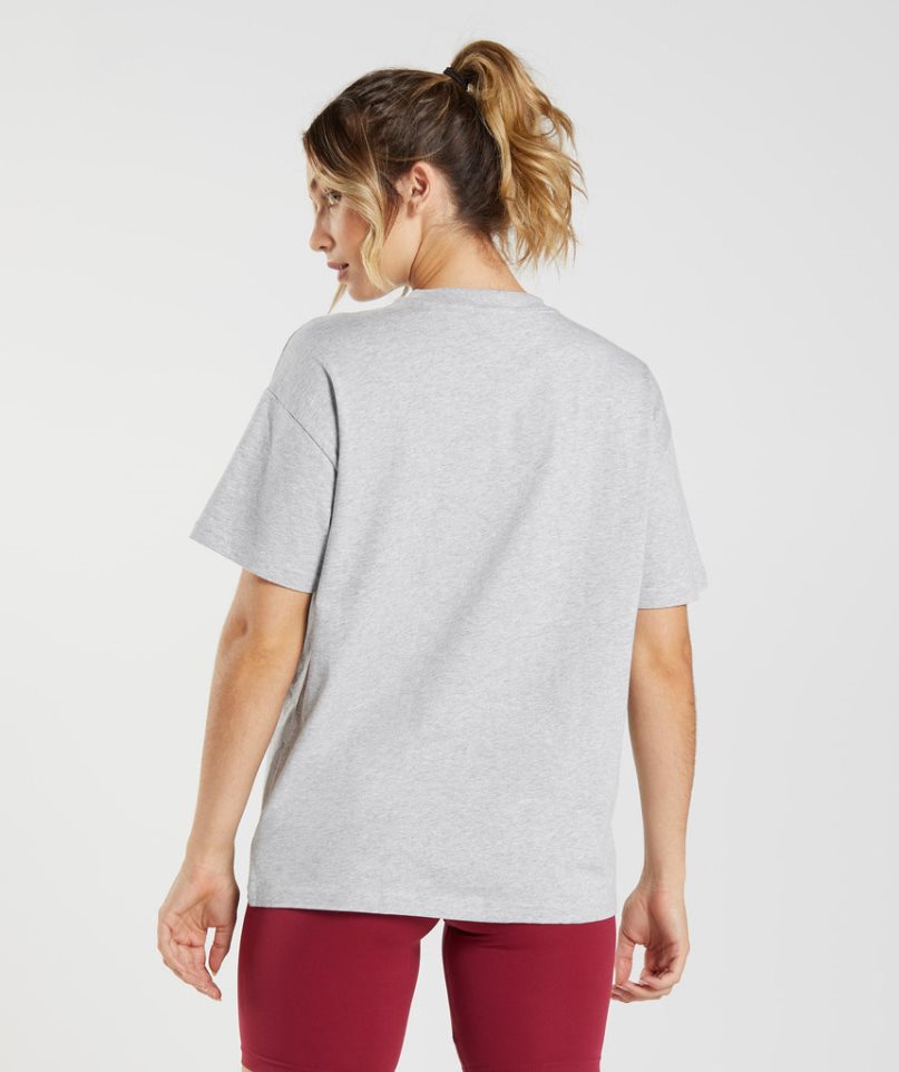 Camiseta Gymshark Entrenamiento Oversized Mujer Gris Claro | ES4312-HL