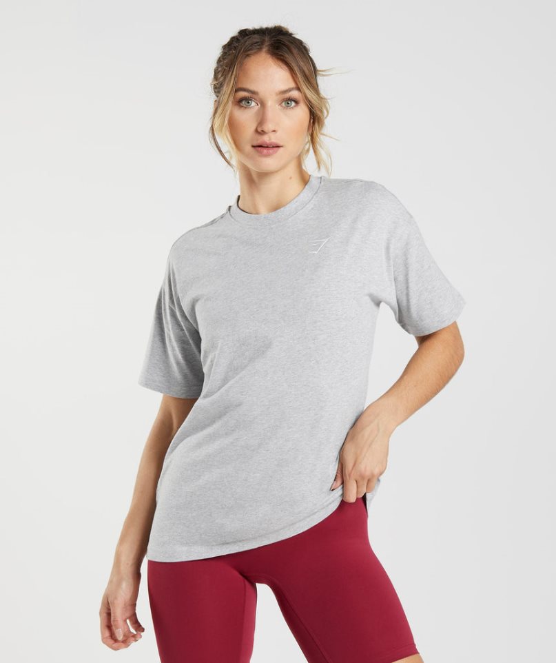 Camiseta Gymshark Entrenamiento Oversized Mujer Gris Claro | ES4312-HL